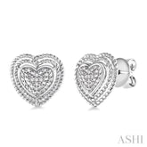 1/20 ctw Single Cut Diamond Heart Earrings in Sterling Silver